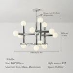 Chandeliers suspendus modernes 10 13 ampoules LED argentées lumière blanche minimaliste