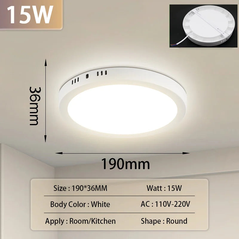 Lampe led blanc moderne ultra fine rond carré 30w 20w 15w 10w
