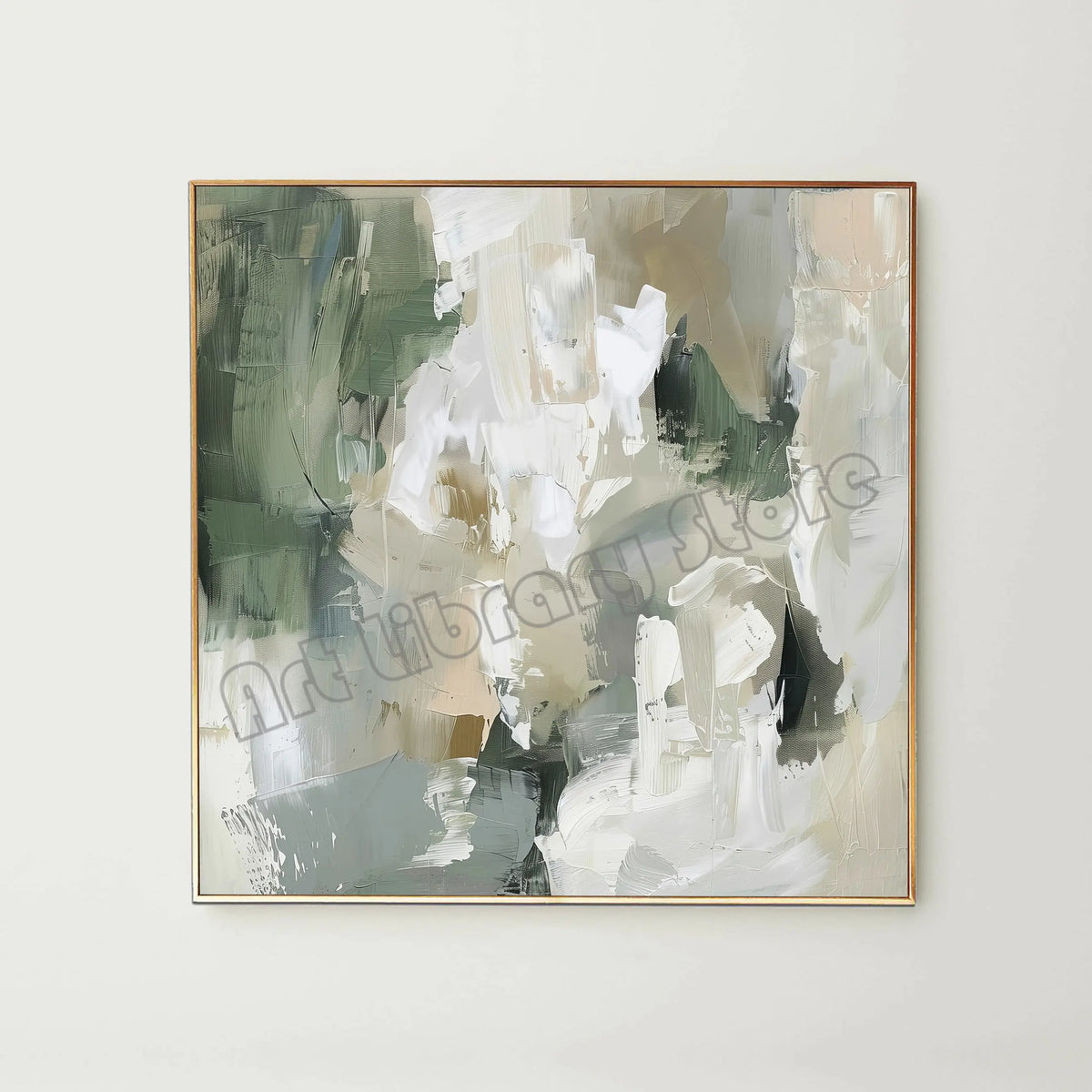 toile d'art abstraite contemporaine peinture l'huile gris beige blanc minimaliste sans cadre mural decoration