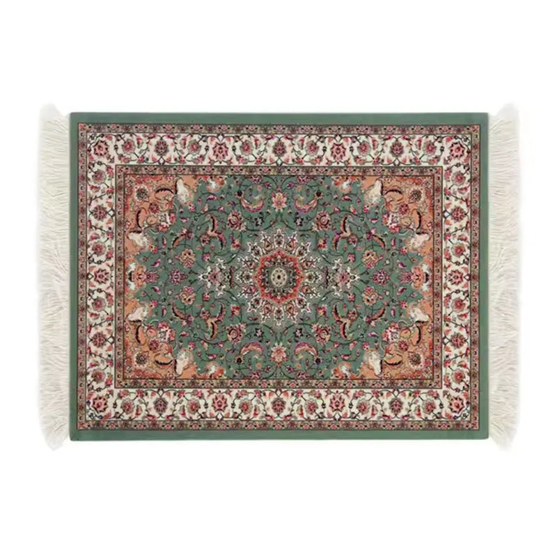tapis sol persan motif floral classique franges décoration intérieur maison