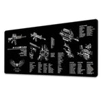tapis souris noir grand schéma technique arme feu ar15 pièces détachées