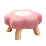 tabouret fleur pieds bois coussin peluche doux moderne rose vert jaune rouge chambre
