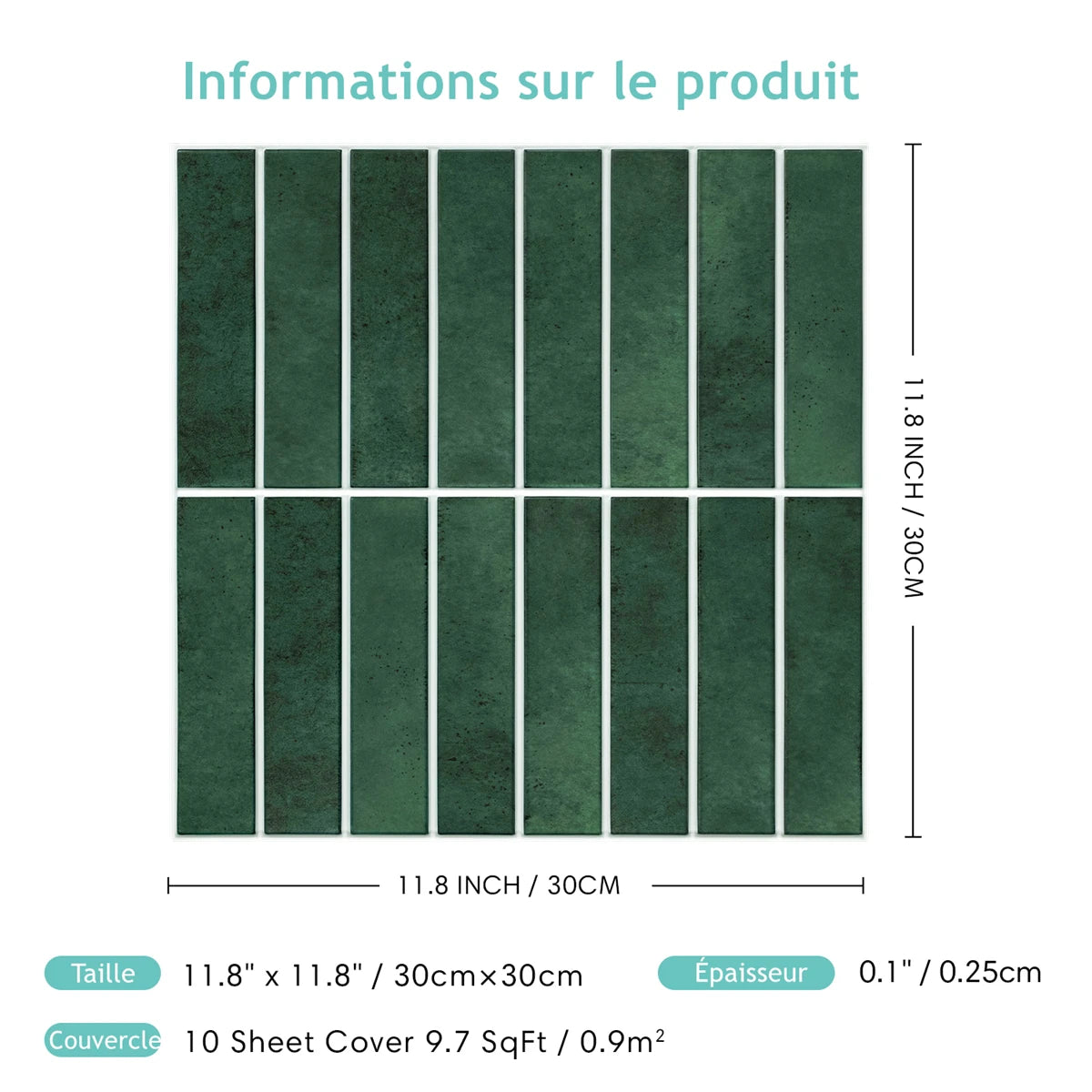 carrelage mural 3d vert foncé moderne adhésif isolation thermique chambre cuisine salon étanche