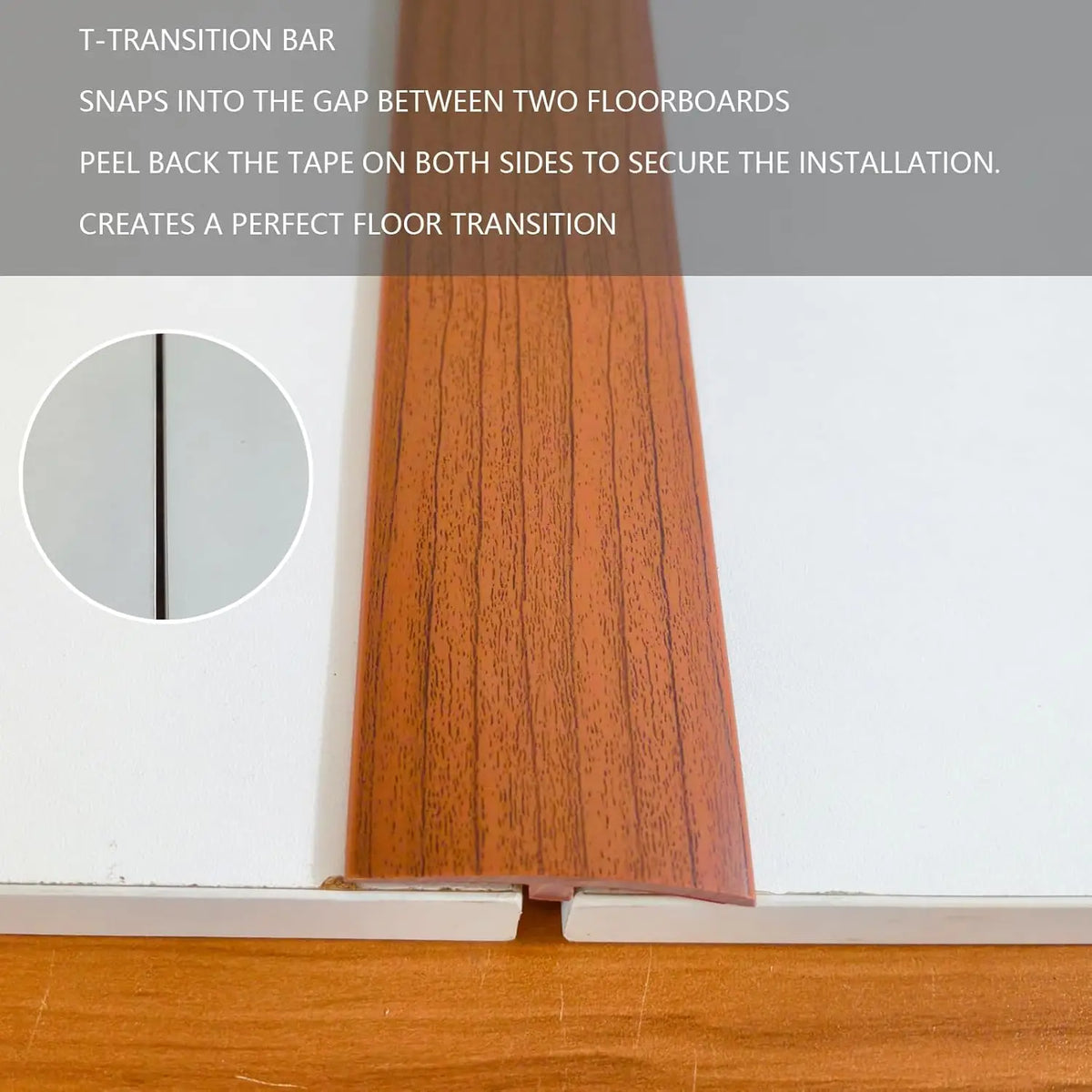 bande transition sol PVC 1m large 5cm adhésive moderne lisse bois gravé beige brun