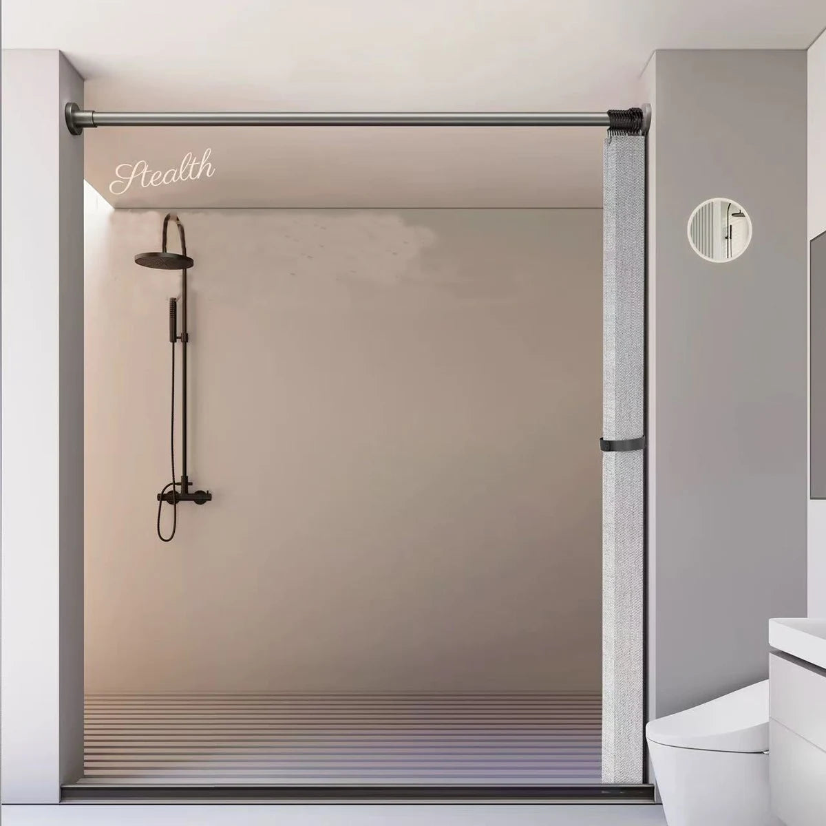 rideau douche blanc texturé rayures verticales moderne opacité ourlet standard polyester respectueux environnement