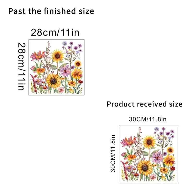 sticker adhésif moderne multicolore tournesol fleurs herbes sauvages décoration wc toilettes couvercle réfrigérateur illustration