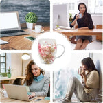tasse verre double paroi fleurs séchées rose bleu moderne 350ml transparent