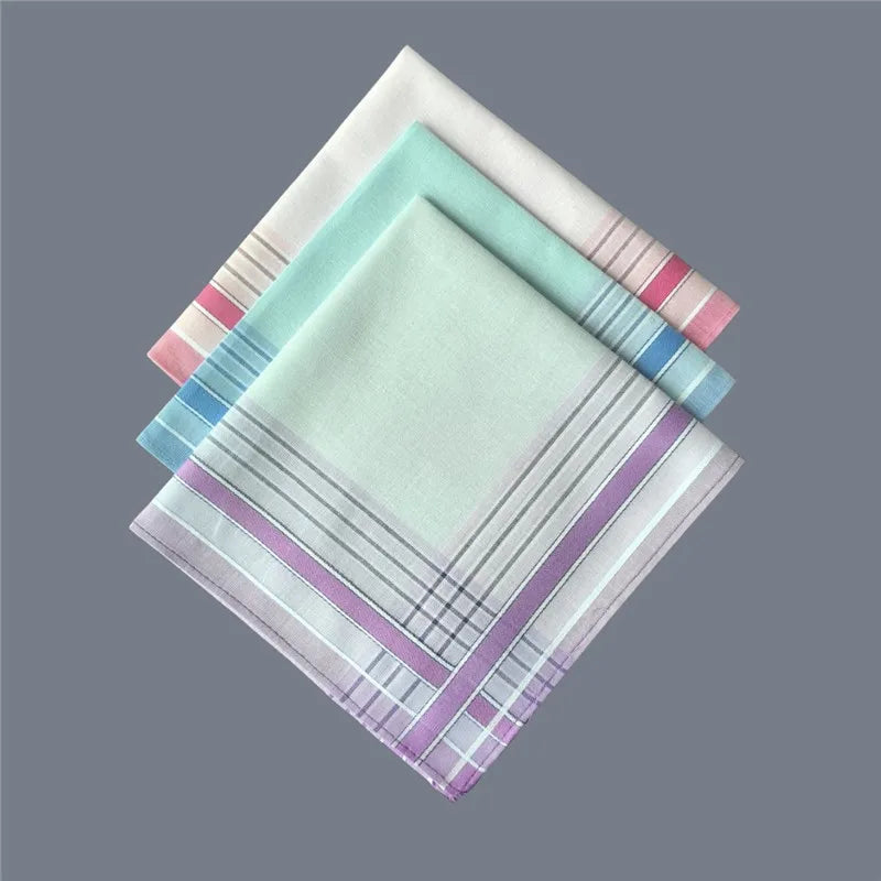 serviettes poche femmes 100 coton rayures colorées classiques 29cm 29cm