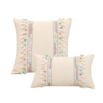 coussins patchwork boho chic beige motifs fleurs pompons opaques décoration salon voiture
