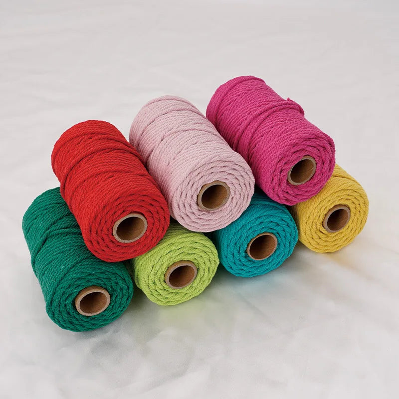 fil macramé coton texturé blanc noir gris bleu rose rouge vert jaune violet artisanal