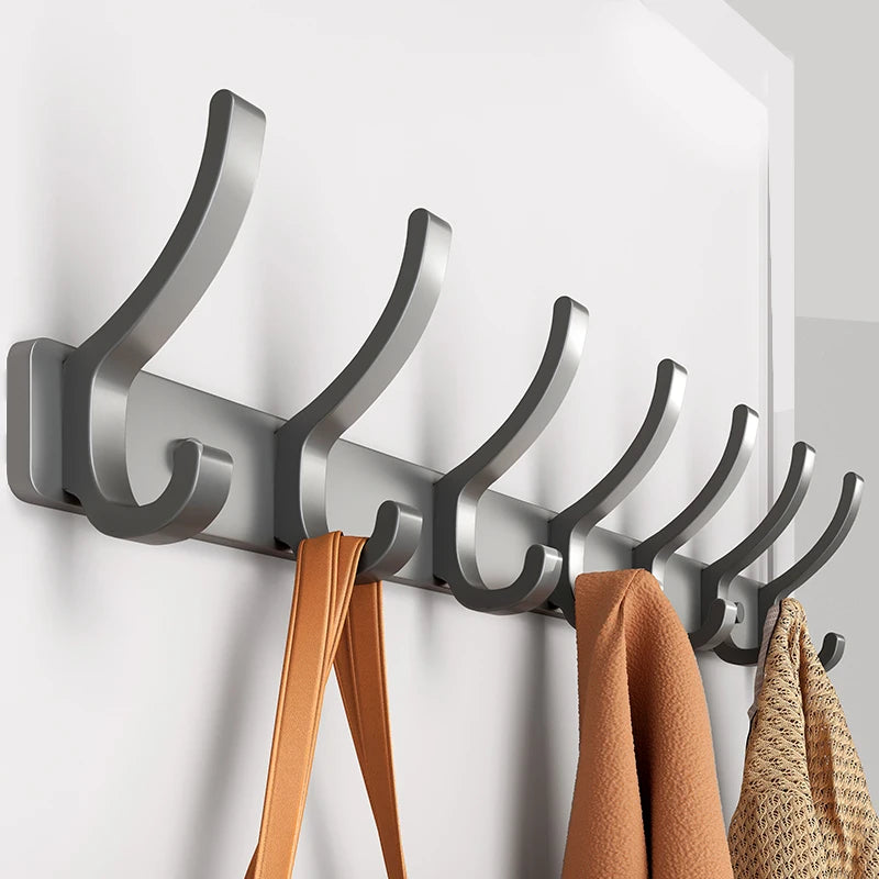 porte sacs porte clés adhésif mur sans perçage gris métallisé moderne minimaliste crochets aluminium