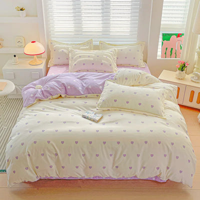 Parure de lit coeur violet douce moelleuse Ombre Interieur