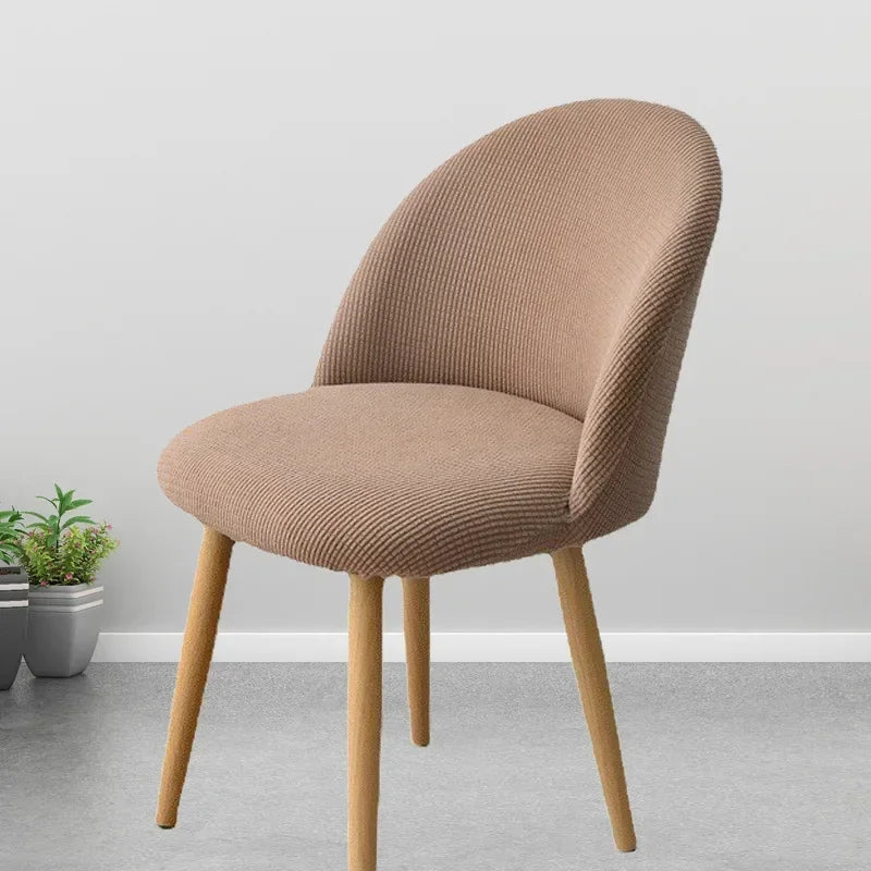 chaise moderne tissu rayures verticales orange beige bleu jaune gris pieds bois