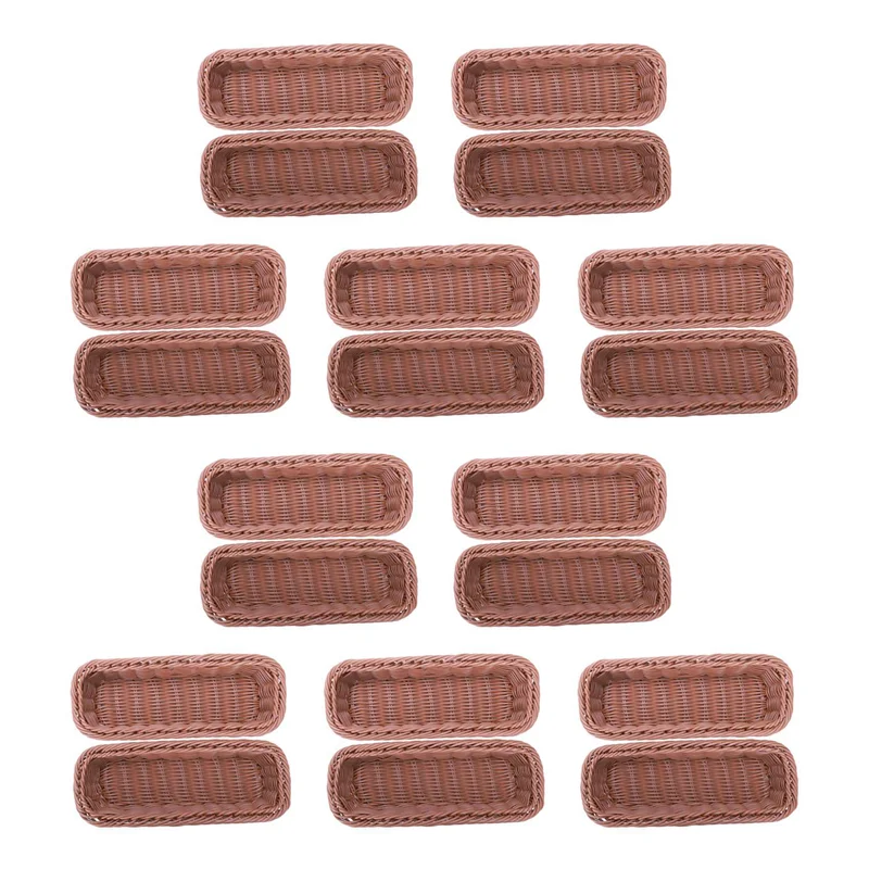 panier tressé rattan brun rectangulaire stockage couverts fourchette fruits rustique chambre bếp