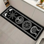 tapis noir blanc motifs géométriques imperméable résistant décoloration lavage machine main salon chambre