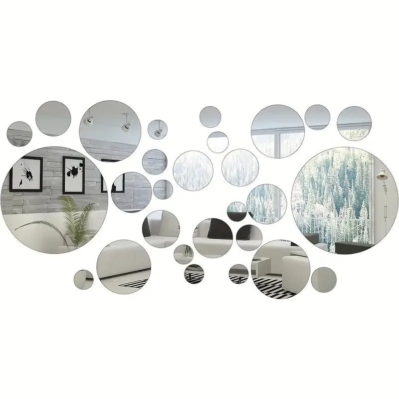 miroirs autocollants argenté modernes divers tailles opaques décoration murale chambre télé fond bricolage