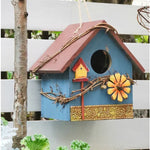 nichoirs oiseaux motifs floraux abeille coccinelle couleurs vives cordelette jardin balcon pastorale