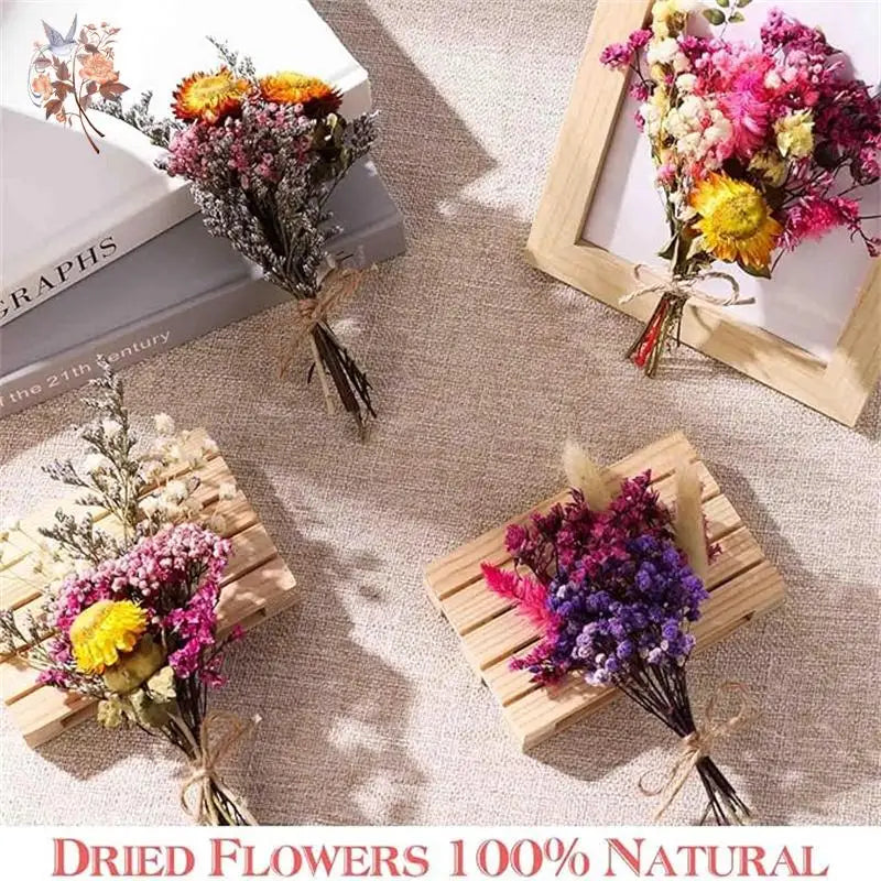 bouquets fleurs séchées rouge jaune blanc violet naturels décoration maison anniversaire mariage
