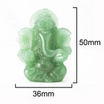 statuette ganesha vert clair aventurine opale artisanale détails fins sculpture main décoration maison jardin