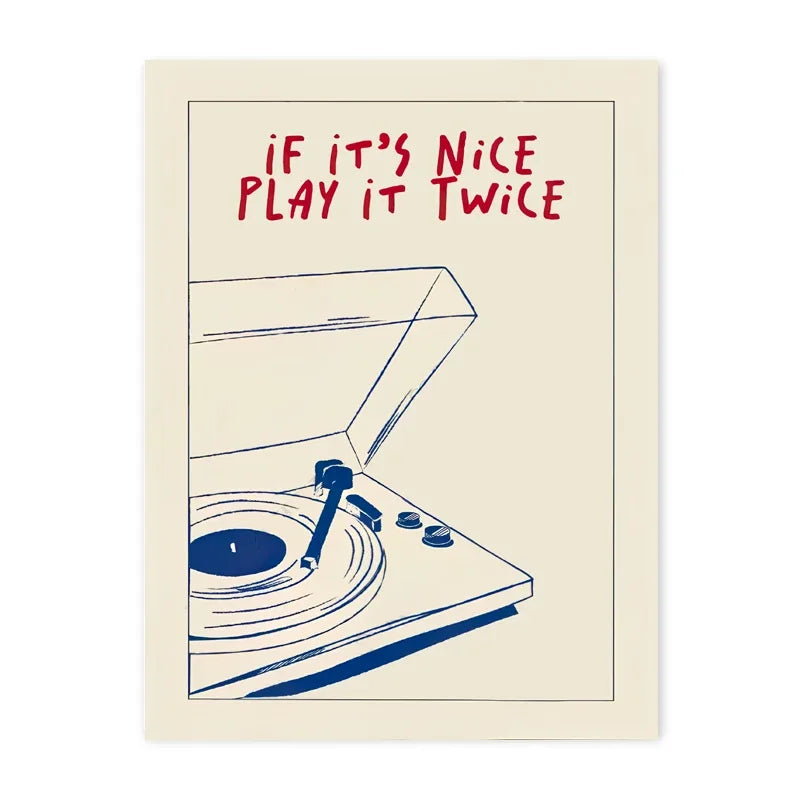 affiche abstraite tourne disque minimaliste graphique salon chambre blanc bleu rouge noir vert beige
