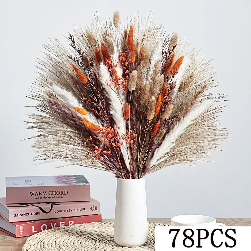bouquet fleurs séchées orange marron naturel décoration maison anniversaire mariage rustic vintage