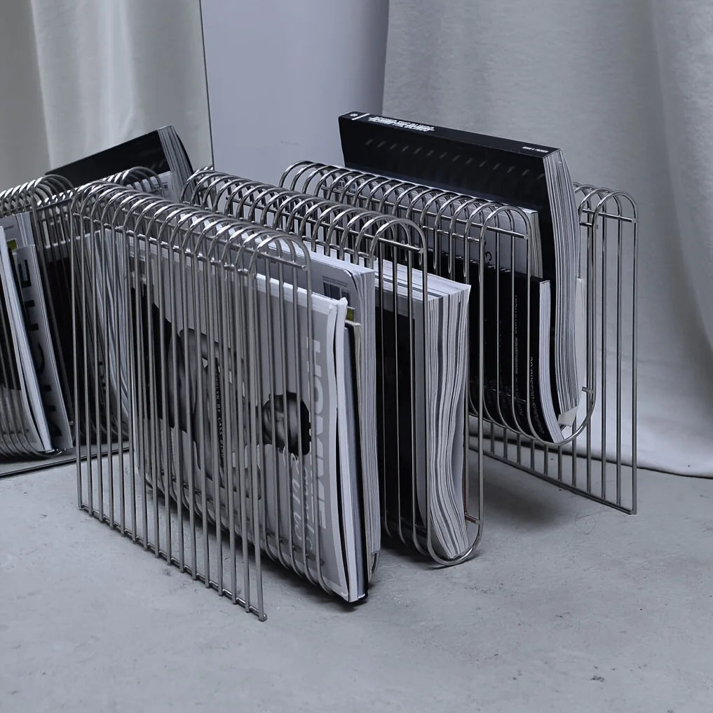 porte revues minimaliste moderne rangement magazines argenté doré simple meuble salon multifonction chambre