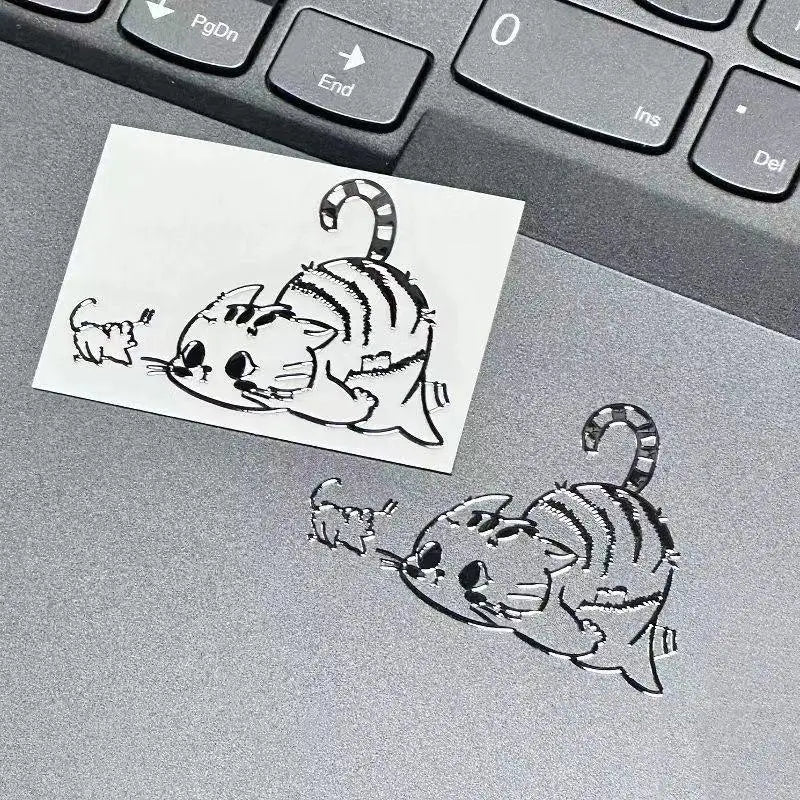 sticker autocollant 3d dessins animés chat noir blanc décoration téléphone diy illustration simple