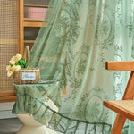 rideau floral vintage polyester translucide salon blanc vert