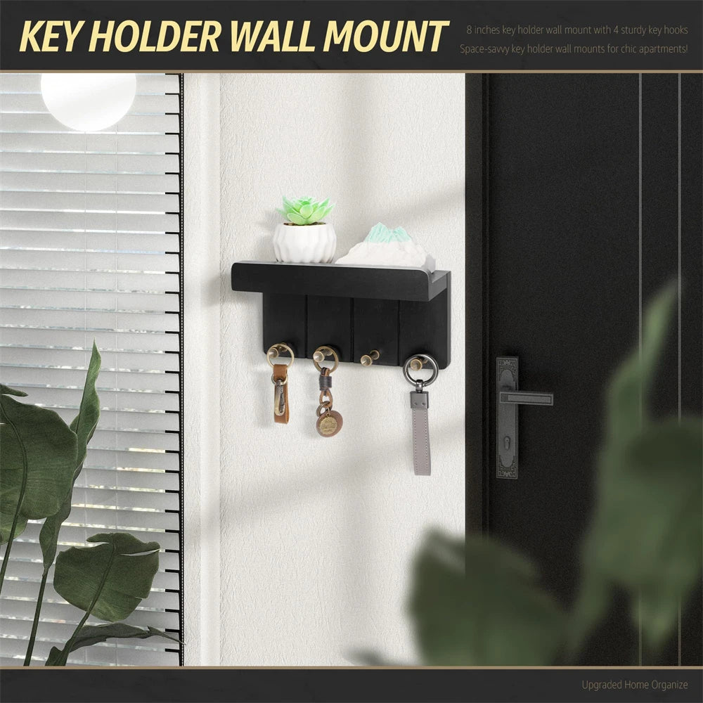 porte clés mural moderne bois noir blanc ajustable facile installer entrée contemporain minimaliste