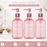 distributeurs douche rose verre texturé moderne ensemble salle bain 500ml translucent