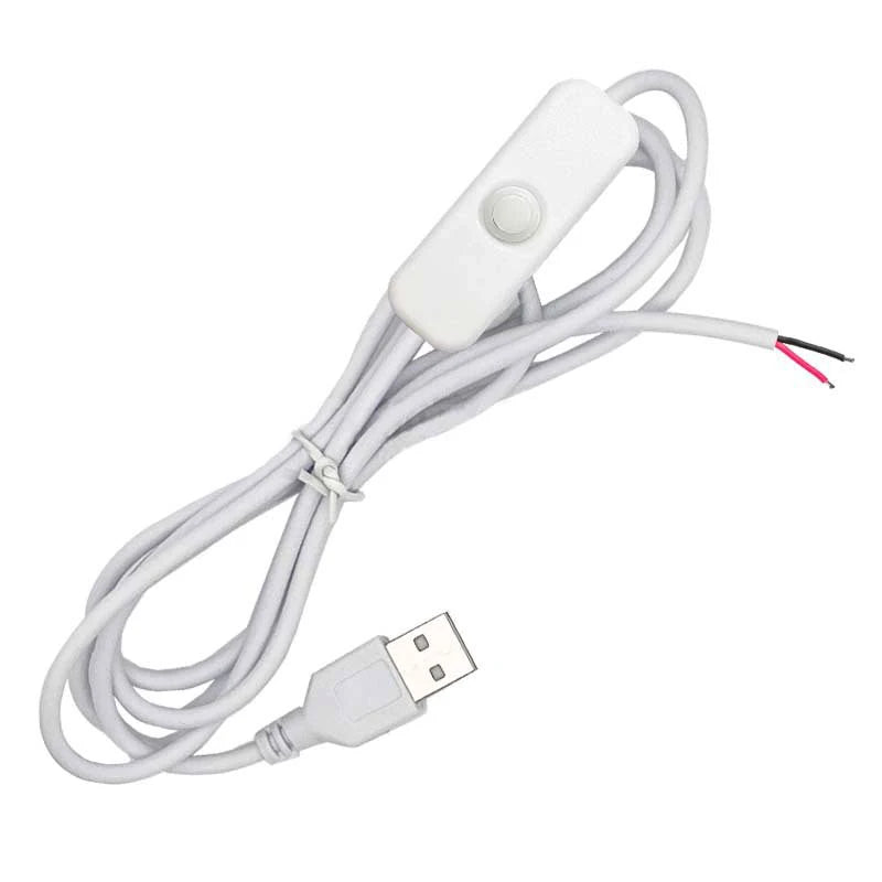 câble usb noir blanc 5v 15m connecteur usb male bouton on off deux cables