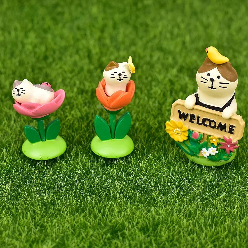 figurines decoratives animaux fleurs welcom pelle oiseaux fleuri resin japonais mignon cartoon decoetagere