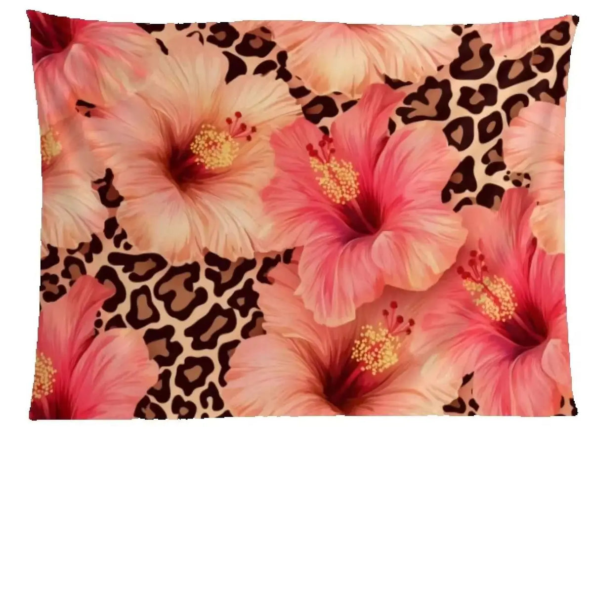 tapisserie moderne imprimée léopard fleurs rose couleur rose beige noir blanc décoration murale grande