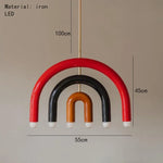suspension lumineuse moderne arc forme géométrique rouge bleu noir blanc