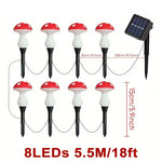 lampe solaire led forme champignon rouge points blancs extérieure jardin patio décoration moderne étanche