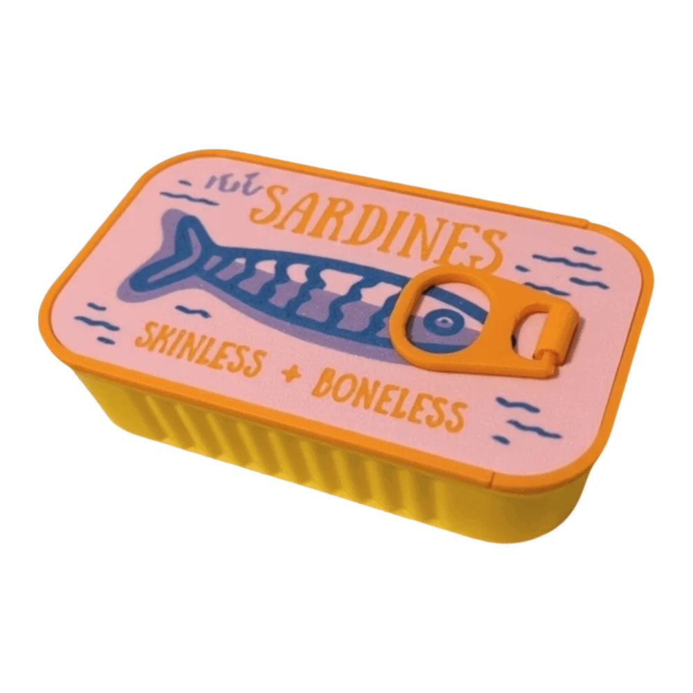 boîte bijoux vintage sardines poisson os not sardines skinless boneless poignée couleur collier boucles