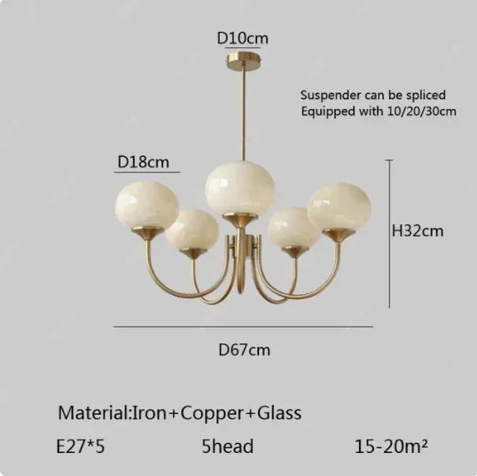 lustre moderne rose doré sphères brillantes opalescent semi encastré led