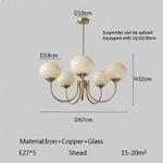 lustre moderne rose doré sphères brillantes opalescent semi encastré led