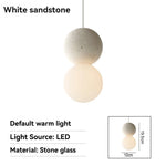 suspension lumineuse moderne minimaliste pierre verre blanc gris texturée 90 260V