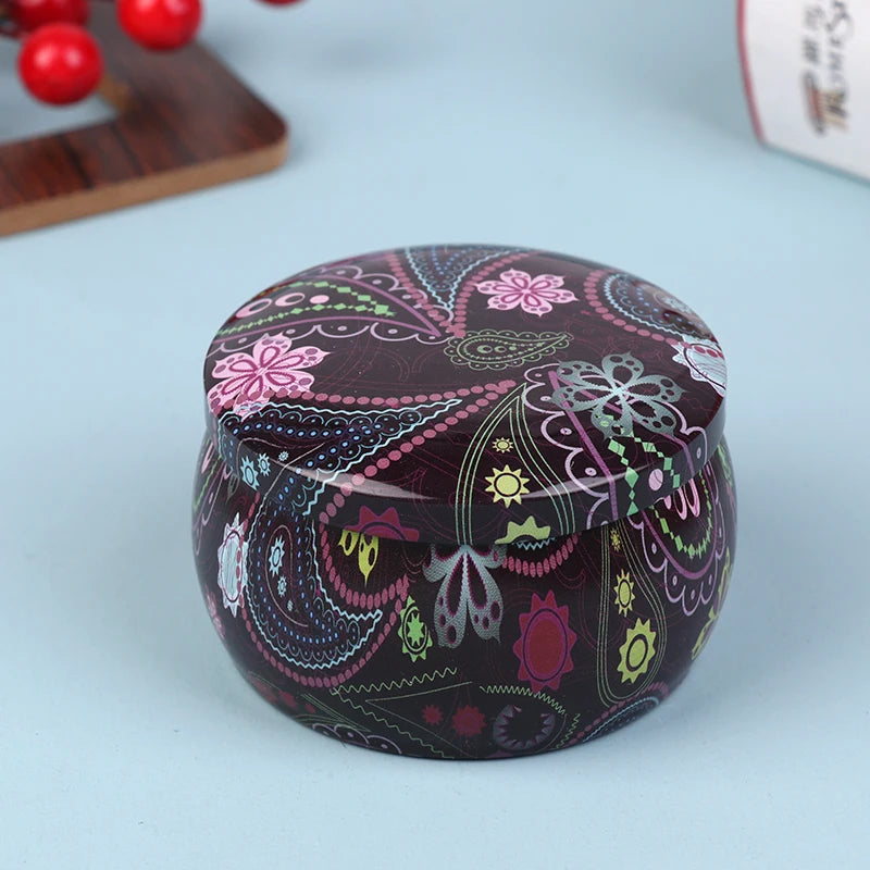 boîte ronde rangement cosmétique décorative motif floral boho chic pot stockage bijoux maquillage