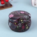 boîte ronde rangement cosmétique décorative motif floral boho chic pot stockage bijoux maquillage