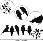 décoration murale oiseaux métal noir silhouettes minimaliste branchement feuilles 40cm