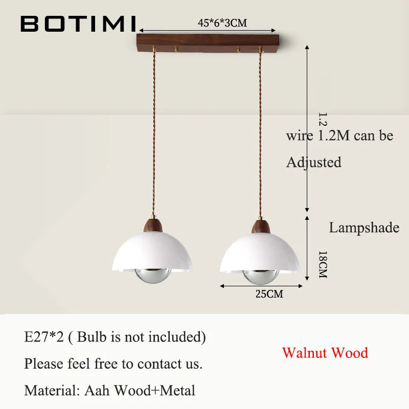 suspension lumineuse moderne ampoules blanc bois naturel rond mat opacité chaînes
