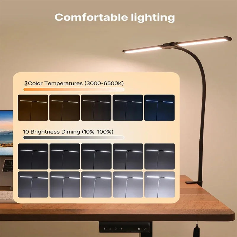 lampe noir moderne gooseneck flexible double tête led 249 2000 lumens