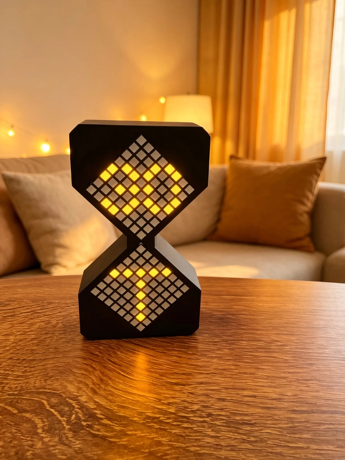 horloge led pixelée moderne minimaliste blanc noir ajustement luminosité affichage temps switch charge cabled