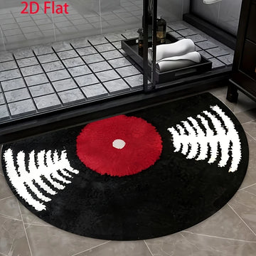 tapis demi cercle noir rouge vinyle moderne antidérapant intérieur chambre porte salon