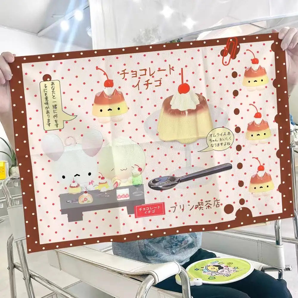 tapis table dessin animé kawaii noël mignon dessert clips beige rouge marron coton polyester