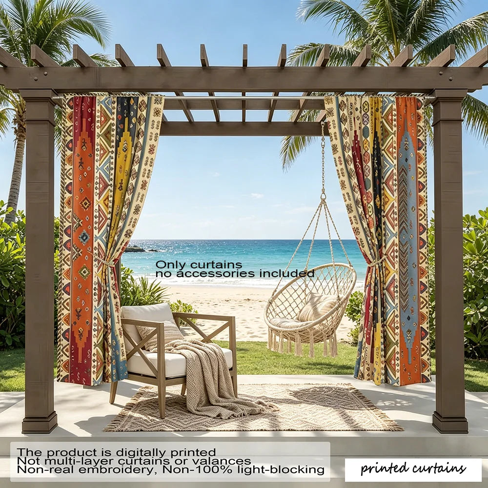rideaux imprimés géométriques multicolore moderne opaques polyester inclusiaux fenêtres