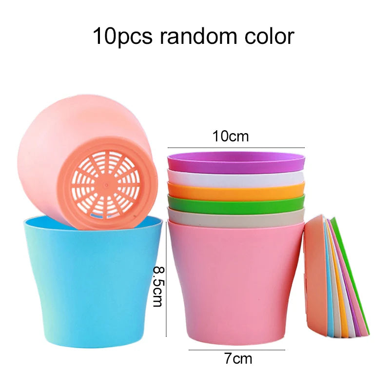 pots fleurs plastique rouge vert jaune bleu blanc noir modernes assiettes base