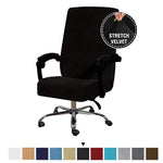 housse chaise velours élasthanne noir moderne élastique zip ajusté 45 60cm
